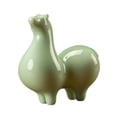 thumbnail image 2 of Bonita figura de caballo de cerámica, estatua de caballo, adorno artesanal creativo para la sala de estar. Cabeza verde claro arriba, 2 of 7