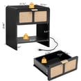 thumbnail image 6 of YOCWO Nightstand with Charging Station for Bedroom, Linen Bedside Table with Drawers, Black, 6 of 7