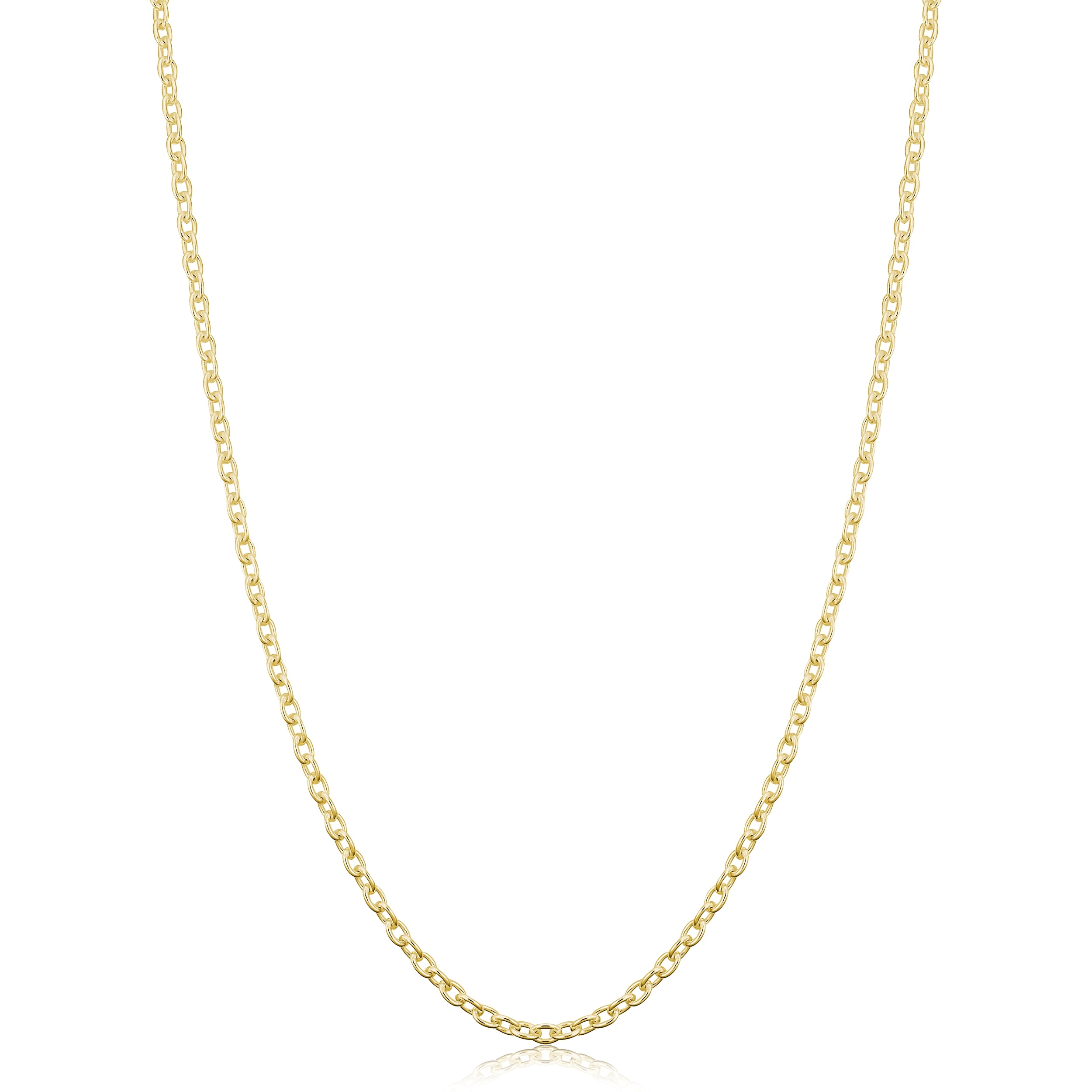 Yellow Gold Over Sterling Silver Cable Chain Necklace (2.1 mm, 30