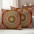 thumbnail image 2 of Orange Boho Outdoor Pillow Covers 18x18 Set of 2,Waterproof Patio Throw Pillowcase Protectors,Country Vintage Ethnic Abstract Geometric Decorative Pillow Shams Cushion Covers for Seat Bed Couch Sofa, 2 of 8