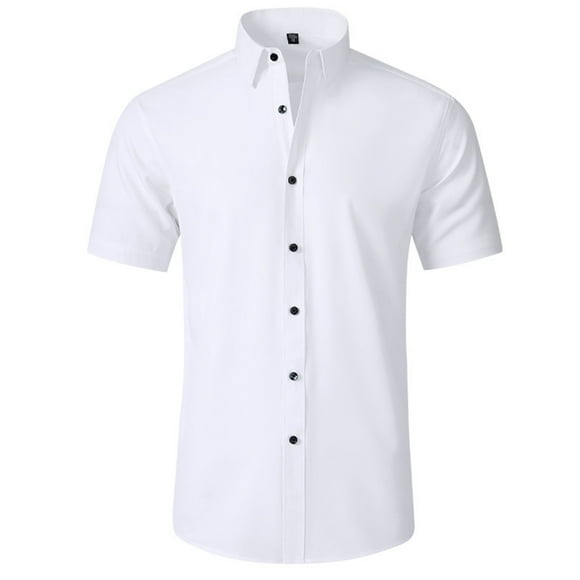 Xysaqa Shirts for Men, Men's Casual T-Shirt Short Sleeve Button Up Dress Shirt Mens Shirts Solid Beach Summer Work Shirts for Men XS-3XL