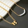 thumbnail image 4 of Gold Bow Necklace for Women Layered Bow Pearl Necklaces Bow Daisy Beaded Necklace Flower Choker Necklaces Statement Jewelry Gifts, 4 of 7