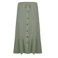 thumbnail image 6 of Womens Pleated Skirt Summer Casual Button Solid Midi Length Skirt Elastic Waist Tiered Ruched Skirts, 6 of 8
