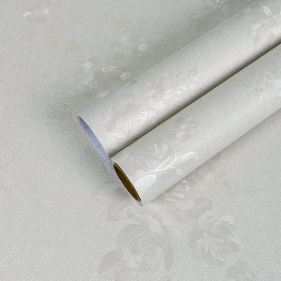 CHIHUT Beige Peel and Stick Floral Wallpaper for Bedroom Textured Beige Floral Wallpaper for Walls Removable Self Adhesive Embossed Subtle Rose Contact Paper for Countertops Bathroom 12"x100"