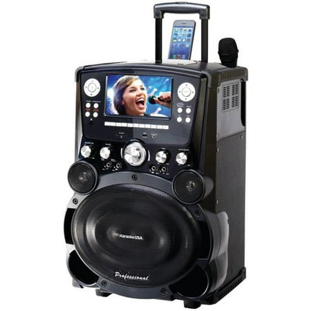 Professional DVD, CD Plus G & MP3 Plus G Bluetooth Karaoke System with TFT Color Screen & Tote Wheels - Black - 7