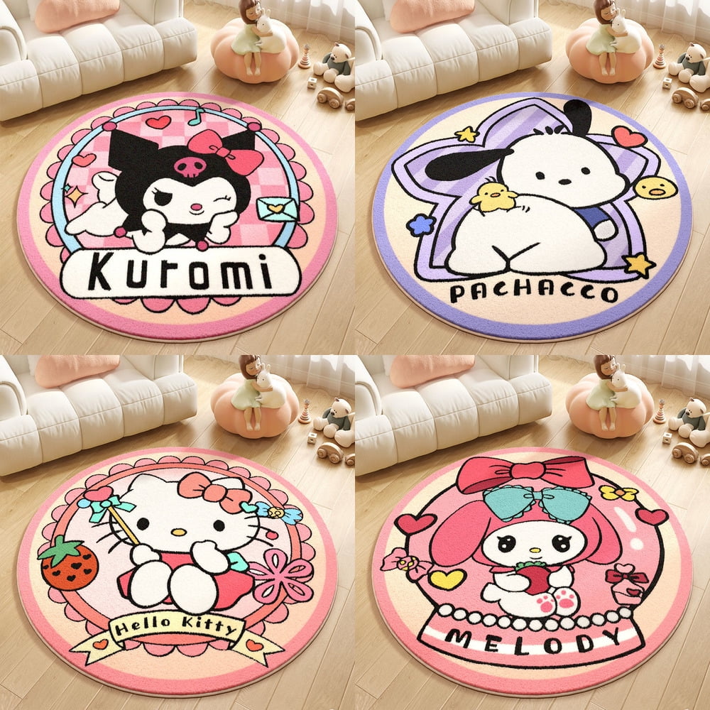 Sanrio Hello Kitty Plush Round Carpet Cartoon Melody Kuromi