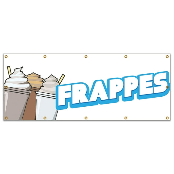 SignMission B-120 Frappes19 120 in. Concession Stand Food Truck Single Sided Banner - Frappes