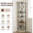 thumbnail image 5 of Lighted Corner Curio Cabinet,Corner Display Cabinet with Tempered Glass Doors Mirrored Back Panel Adjustable Shelves,16.46" L X 16.46" W X 69.84" H(Antique White), 5 of 7