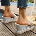 thumbnail image 4 of Women's Open Toe Mesh Platform Mules Slip On Breathable Beach Sandals Non Slip Walking Wedge Slides Shoes Silver Size 8.5, 4 of 8