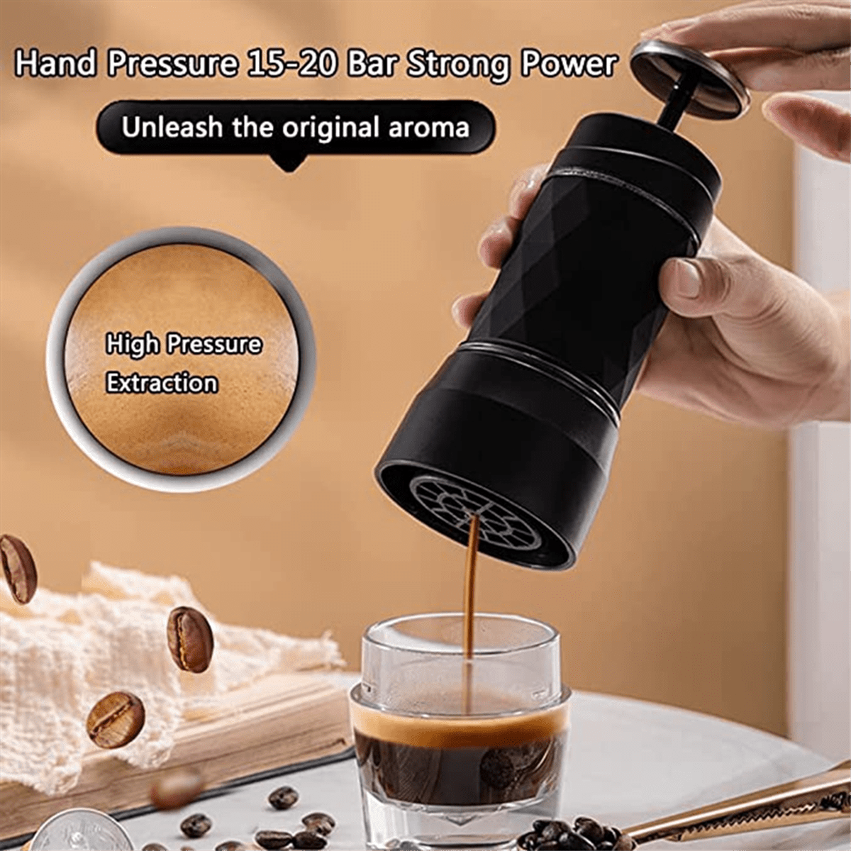Portable Coffee Maker Espresso Machine Hand Press Capsule Ground Coffee Brewer Portable for Travel and Picnic Black Walmart