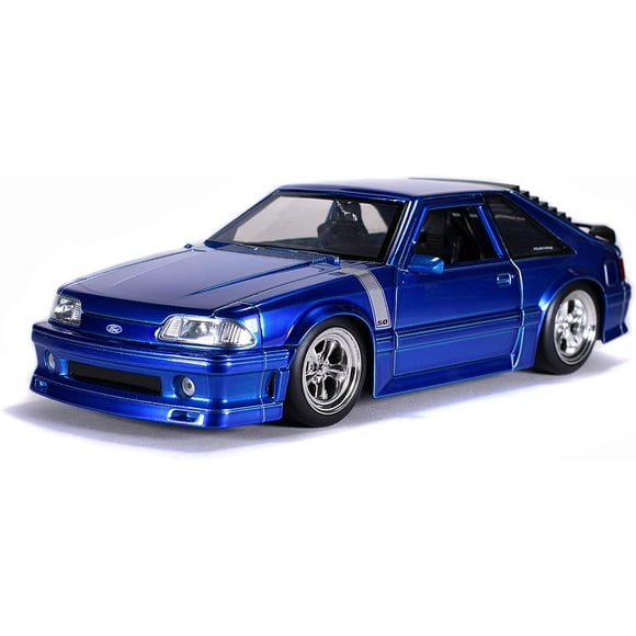 Jada 31863 1-24 Scale 1989 Ford Mustang GT 5.0 Candy Blue & Silver Stripes Bigtime Muscle Diecast Model Car