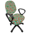 thumbnail image 1 of Spring Office Chair Slipcover, Cloudberry Branches Summer Season Flourish Eat Organic Wild Pattern, Protective Stretch Decorative Fabric Cover, Standard Size, Paprika and Sea Green, by Ambesonne, 1 of 5