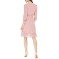 thumbnail image 4 of INSPIRE CHIC Women's Layered Ruffle Hem 3/4 Sleeves Smocked Chiffon A-Line Dress XS Pink, 4 of 9