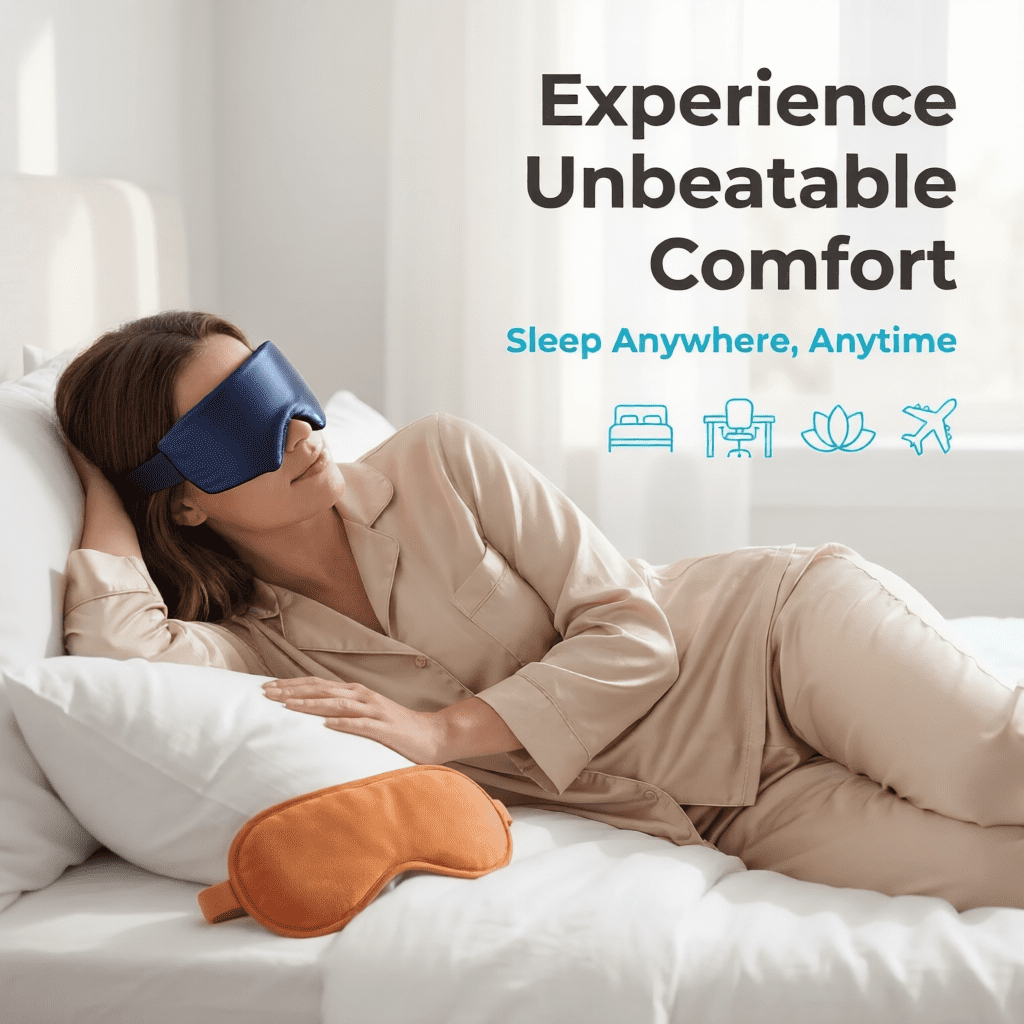 FACEMOON Heated Eye Mask – Warm Hot Eye Compress, Silk Sleep Mask for Travel/Office, Adjustable Heat & Timer, Washable Cover