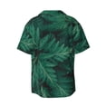 thumbnail image 6 of Lsque Green Leave Fern print Men's Cuban Collar Short Sleeve Shirt Summer Beachwear Casual Button Down Fashionable Vacation Leisure Shirt-Small, 6 of 7