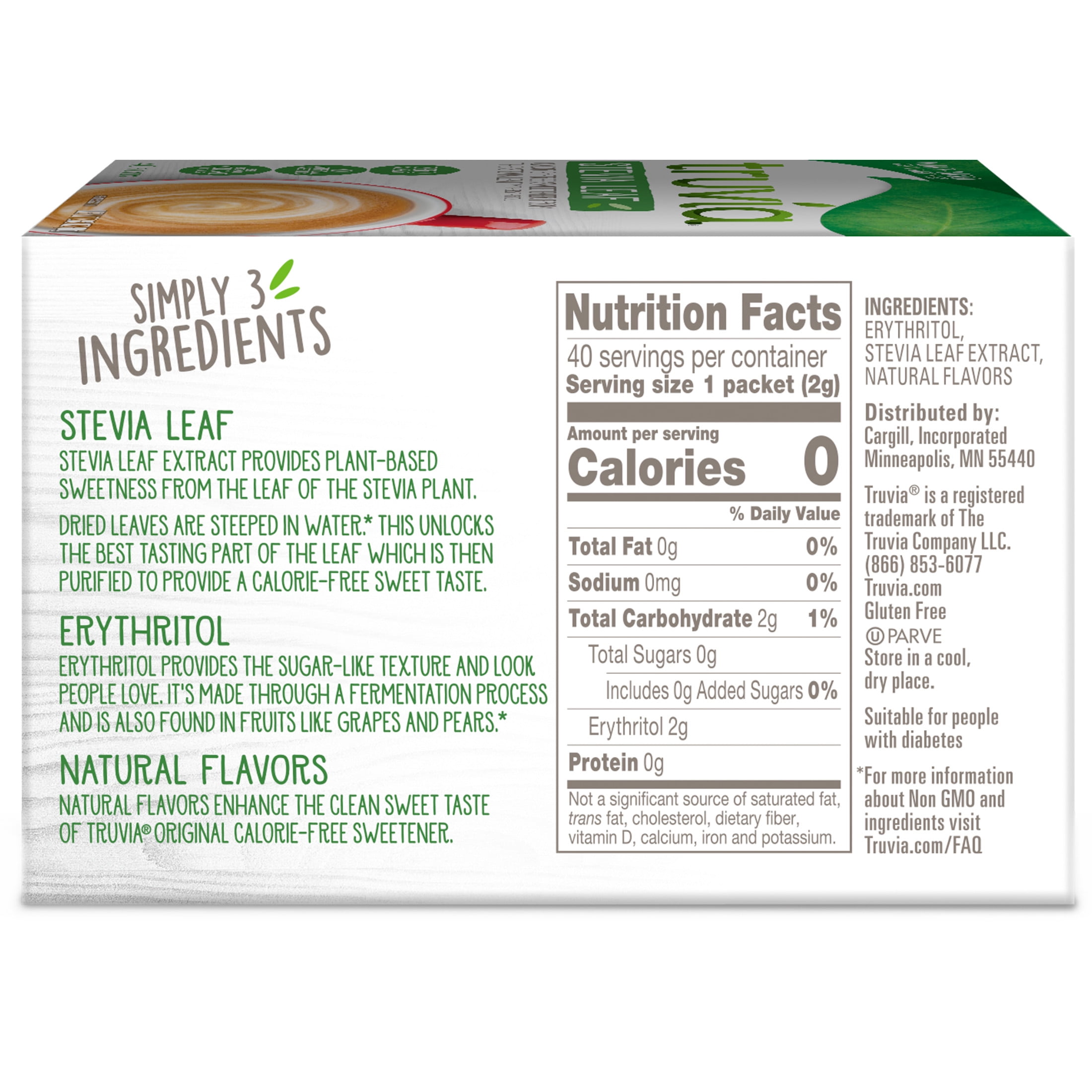 (4 pack) Truvia Original Calorie-Free Sweetener from The Stevia Leaf, 40 Count (2.82 oz Carton)