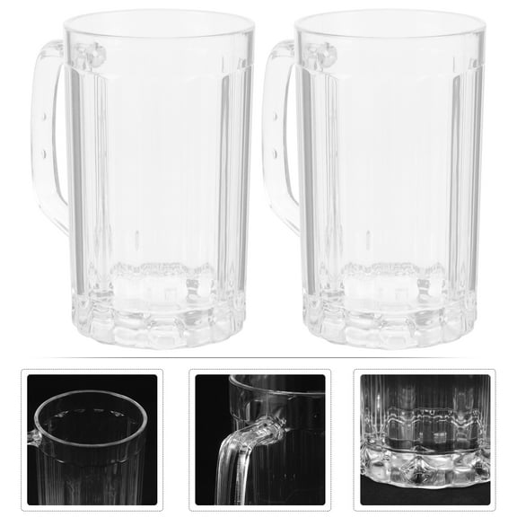 Moluckfu Beer Mug Plastic 2Pack 3.1x3.1x5.3in