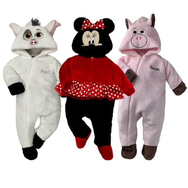 Kit 3 Mamelucos con Gorro Bordado Disney Pua, Minnie, Hamm Disney KitB147