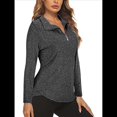 thumbnail image 3 of Sudadera Deportiva de Larga con Cremallera de 1/4 y Protección Solar UPF 50+ para Mujer, de Secado Rápido, para Hacer Ejercicio y Senderismo. Negro L, 3 of 8