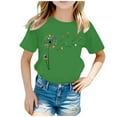 thumbnail image 1 of LUOGENLI T-Shirt pour Filles, Mode Mignonne Imprimée, Col Rond, Manches Courtes, Été Décontracté, T-Shirt Ample, Hauts Maxi, Ensembles 2 Pcs, Floral Vert 12-14 Ans, 1 of 5