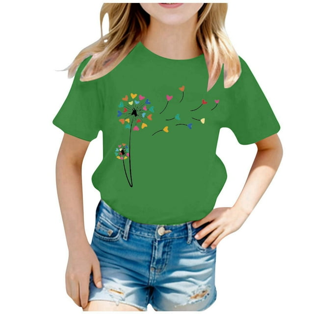TZEWGL Cute Shirt For Toddler Printed Round Neck Short Sleeve Summer Loose Clothes For Kids size 2-4T