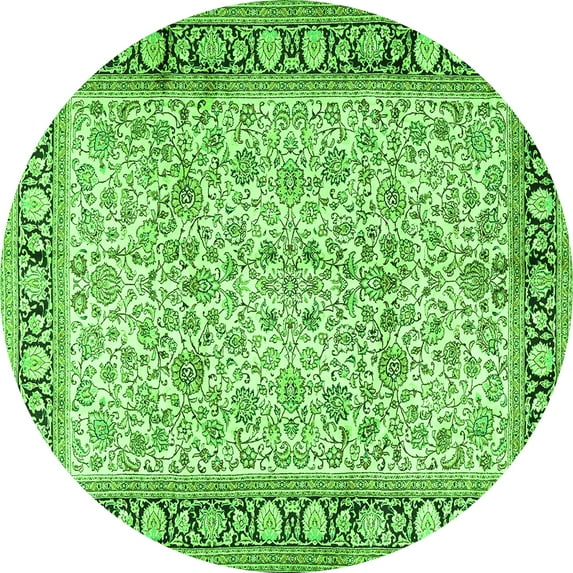 Ahgly Company Indoor Round Persian Green Traditional Area Rugs, 8' Round