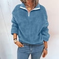 thumbnail image 3 of Gibobby Sudaderas con cremallera Sudadera informal de manga larga con cremallera para mujer con cordón suelto con cremallera de un (Azul, L), 3 of 5