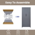thumbnail image 4 of Metal Storage Cabinet, 65" Tall Garage Storage Cabinet with Lockable Doors, Utility Broom Closet for Mop Storage, Steel Tool Cabinet with Shelves for Laundry Room & Home Office, White/Grey, 4 of 6