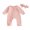 Pink, variant on Bagilaanoe Newborn Baby Girl Footed Jumpsuit Solid Color Long Sleeve Bodysuit Headband 3M 6M Infant Zipper One Piece Romper