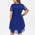 thumbnail image 3 of Plus Size Lace Dresses for Women Lace Short Sleeve Crewneck Elegant Mini Dress Swing High Low Hem Sheer Layered Loose Sundress, 3 of 5