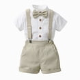 thumbnail image 2 of peqiut Baby Suits For Boys Toddler Boy Clothes Suit Piece Formal Dress Shirt With Bowtie Overall Short Pants Boys Gentleman Wedding Outfits Set, 2 of 7