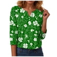 thumbnail image 5 of UngA Womens St. Patricks Day Shirt Cute Irish Shamrock Graphic 3/4 Sleeve Tops Plus Size Blouses Green Clover T-Shirts,Size XXXL, 5 of 9