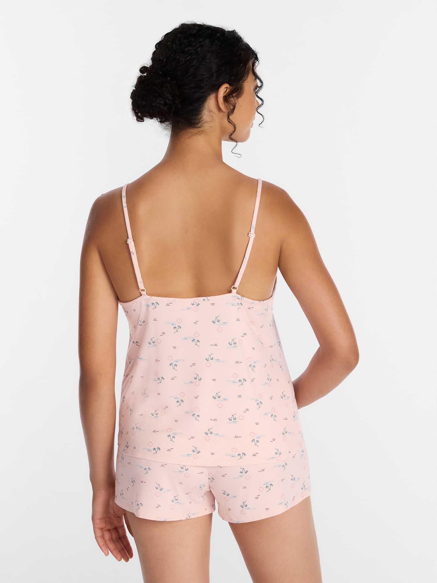 Joyspun Women’s Dreamy Soft Collection Lace Trim Knit Cami and Shorts Set, 2-Piece, Sizes XS-3X