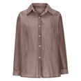 thumbnail image 6 of Fancifize Women's Rhinestone Button Down Shirt - Long Sleeve Collared Party Top Semi-Sheer Everyday/Office Wear,S,Khaki, 6 of 8
