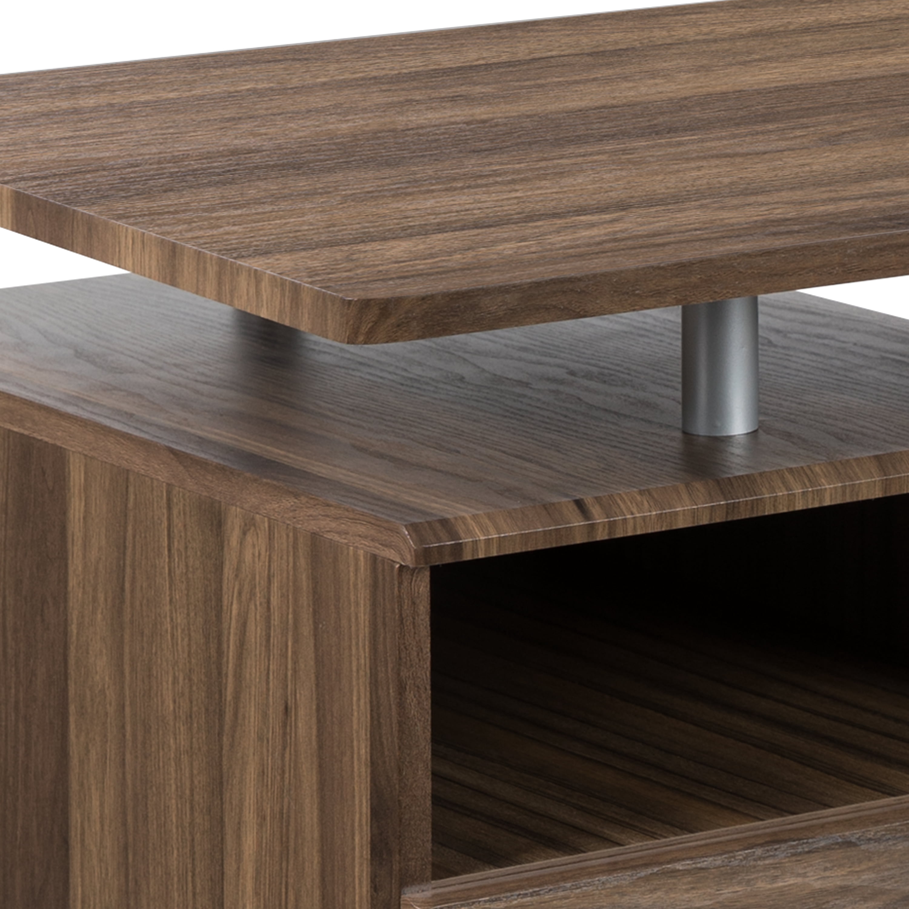 Emma + Oliver Rustic Walnut Desk with Three Drawer Single Pedestal and Pull-Out Keyboard Tray
