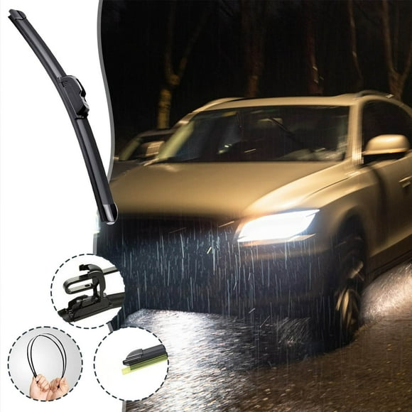 COM1950s Universal Windshield Wiper Blades, Quiet No Noise All-Season Beam Blades with 4 Rubber Strips, Easy Install Hook Type for Cars