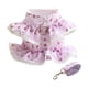 thumbnail image 1 of Conjunto de arnés y correa para perro con diseño de flores, vestido para perro, arnés tipo chaleco para perro, ropa para cachorros de niña y gatitos violeta, 1 of 9