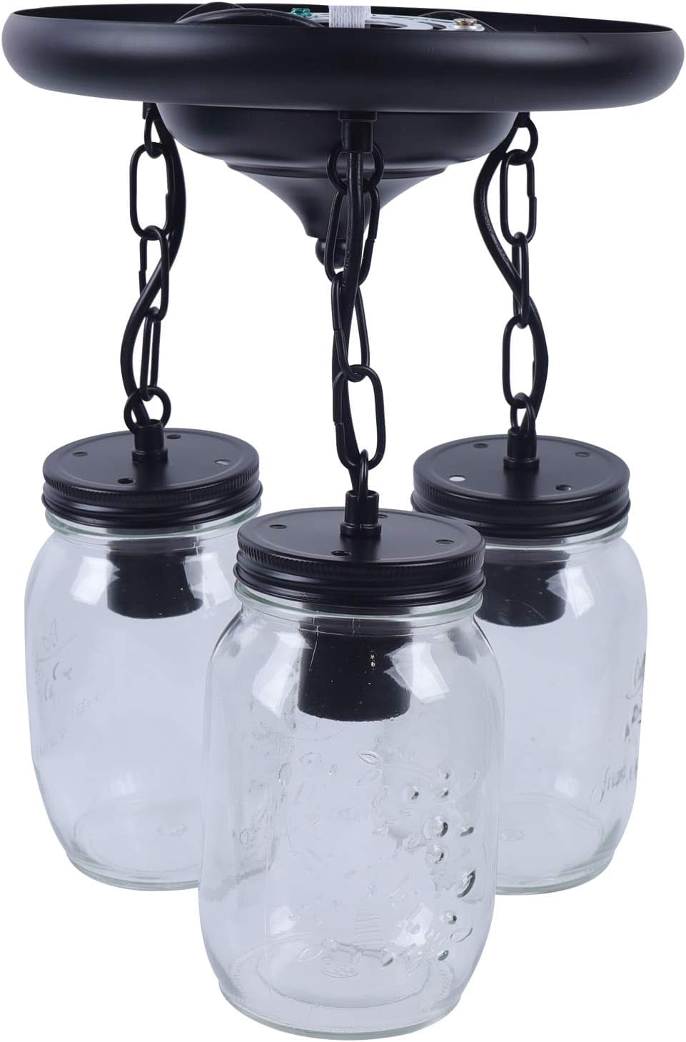 Rustic 3 Mason Jars Chandelier Upthehill Glass Mason Jar Hanging Lamp Kitchen Island Light Flush Mount Ceiling Light Fixture Farmhouse Pendant Lighting
