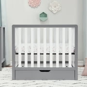Carters Colby 4-in-1 Convertible Mini Crib with Trundle, Gray and White