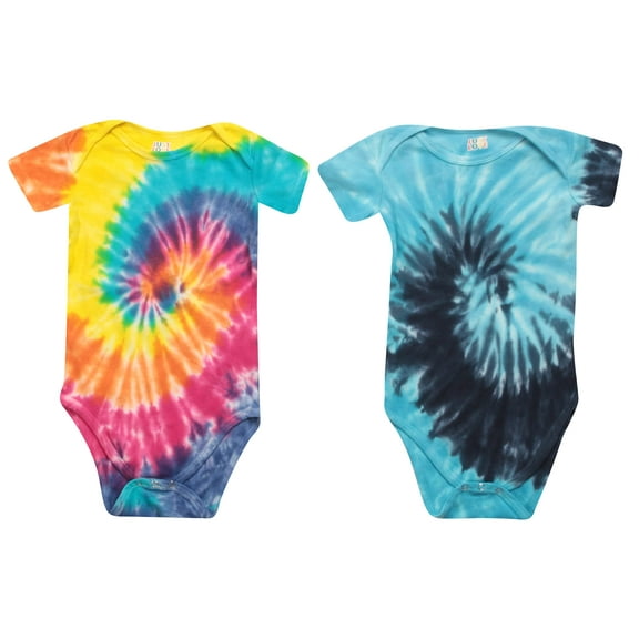 Just Love Boys Bodysuits (Pack of 2) 1901 (Boys 18 Months, Tie Dye Blue and Tie Dye Bright)