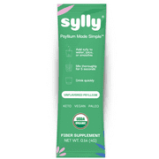 Sylly Fiber Supplement Organic Soluble Psyllium Husk Non-GMO, Gluten Free, No Sugar, Effective Prebiotic, 14 On-The-Go Single Serve Stick Packs
