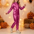 thumbnail image 6 of Girls Shiny Metallic Mock Neck Unitard Long Sleeve Full Jumpsuit Kids Slim Fit Bodysuit Dance Leotard Turtleneck Jumpsuit, 6 of 8