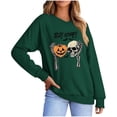 thumbnail image 2 of Mifsaly Womens Plus Size Halloween Sweatshirt Skull Pumpkin Graphic V Neck Shirts Spooky Vibes Classic Fall Festival Holiday Casual Wear, 2 of 5