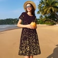 thumbnail image 4 of Lsque Gold sparklin Print Women's Casual Dress T-Shirt Summer Short Sleeve Scoop Neck Swing Dresses, 4 of 6