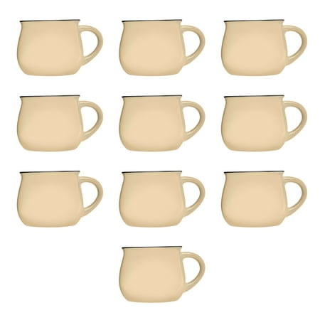 

Glazed Campfire Coffee Mugs 12 oz. Set of 10 Bulk Pack - Perfect for Coffee Tea Espresso Hot Cocoa Other Beverages - Cream