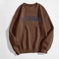 thumbnail image 2 of Gibobby Sudaderas para mujer Sudadera con estampado diario para mujer, suéter largo con estampado de letras y cuello redondo, sudadera de manga larga con estampado de monopatí(Marrón, S), 2 of 5