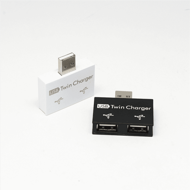 Winyuyby - Mini concentrador USB portátil a concentrador de cargador de 2 puertos, adaptador, divisor USB, extensor de carga USB dual para teléfono y computadora, color blanco