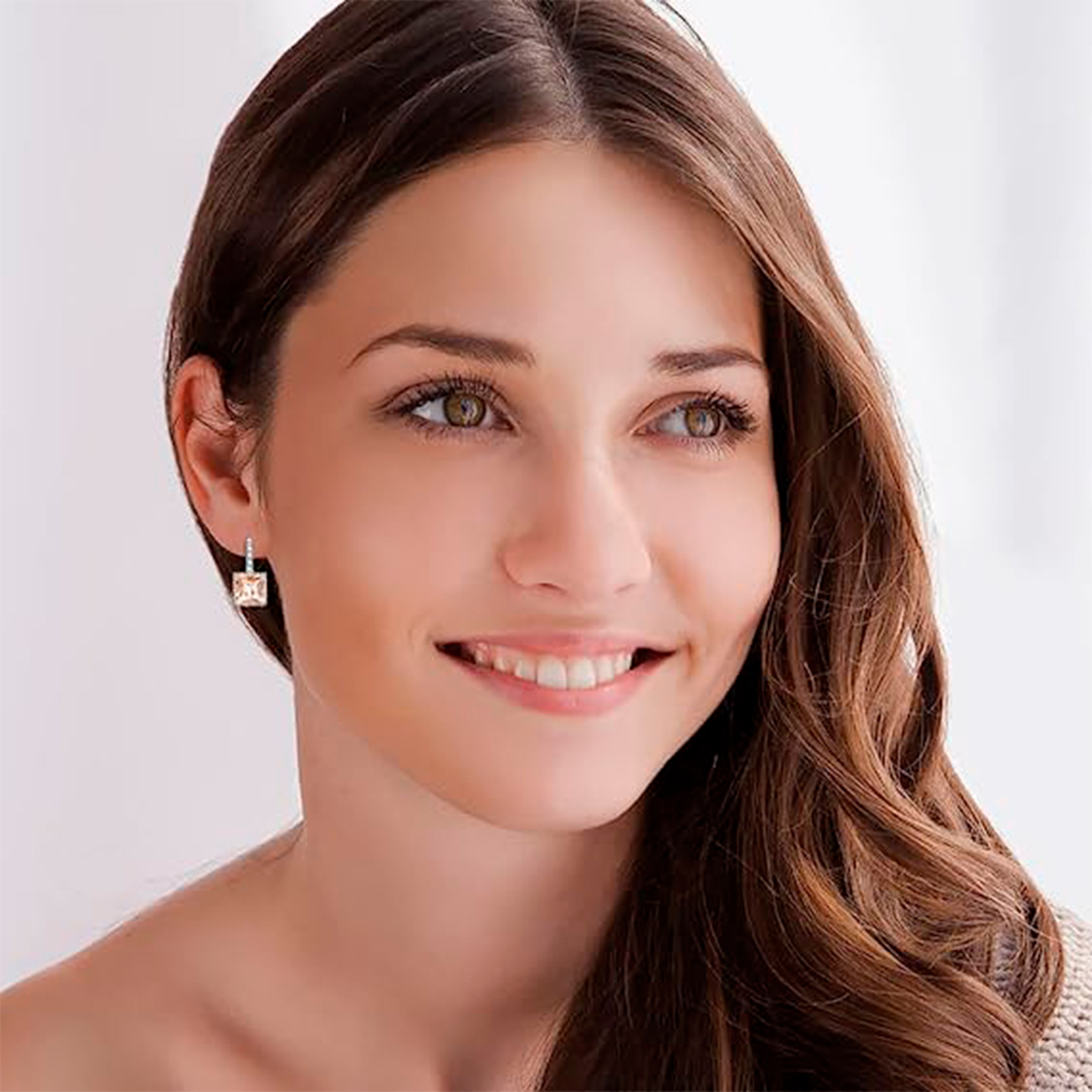 925 Sterling Silver Lever Back Earrings with Princess Cut Cubic Zirconia for Women