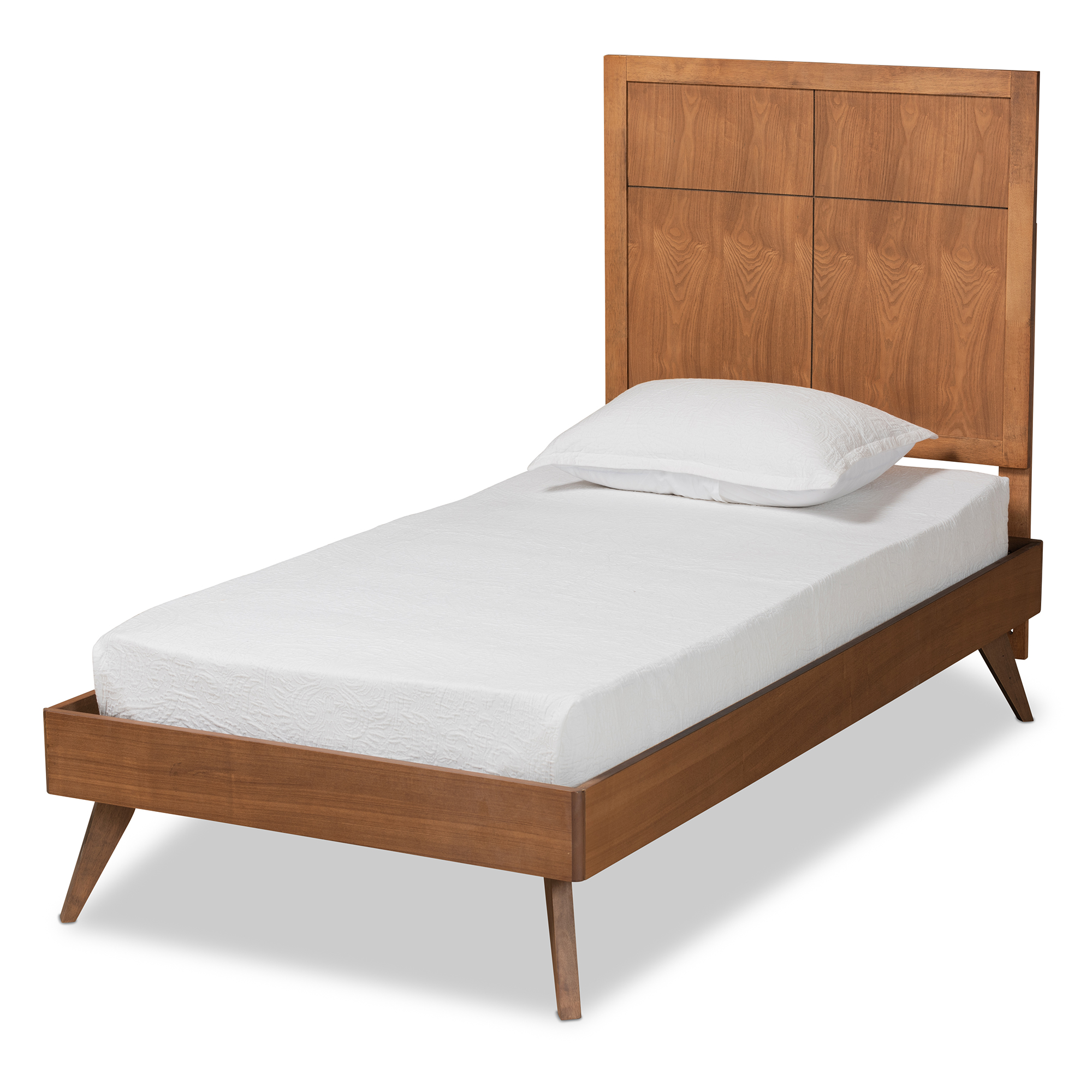 Baxton Studio Noela Modern Engineered Wood Platform Bed, Twin, Walnut Brown