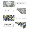 thumbnail image 2 of CASSIE LIZ Plus Size Women's Tops Casual Blue Yellow Floral Short Sleeve 2X Swing Flowy Blouses V Neck Casual Pleated Shirts Pullover Loose Fit Tunics Spring Summer Tee 2XL 18W 20W, 2 of 3